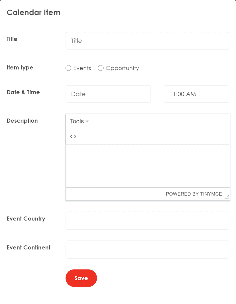 Calendar modal with no exit button