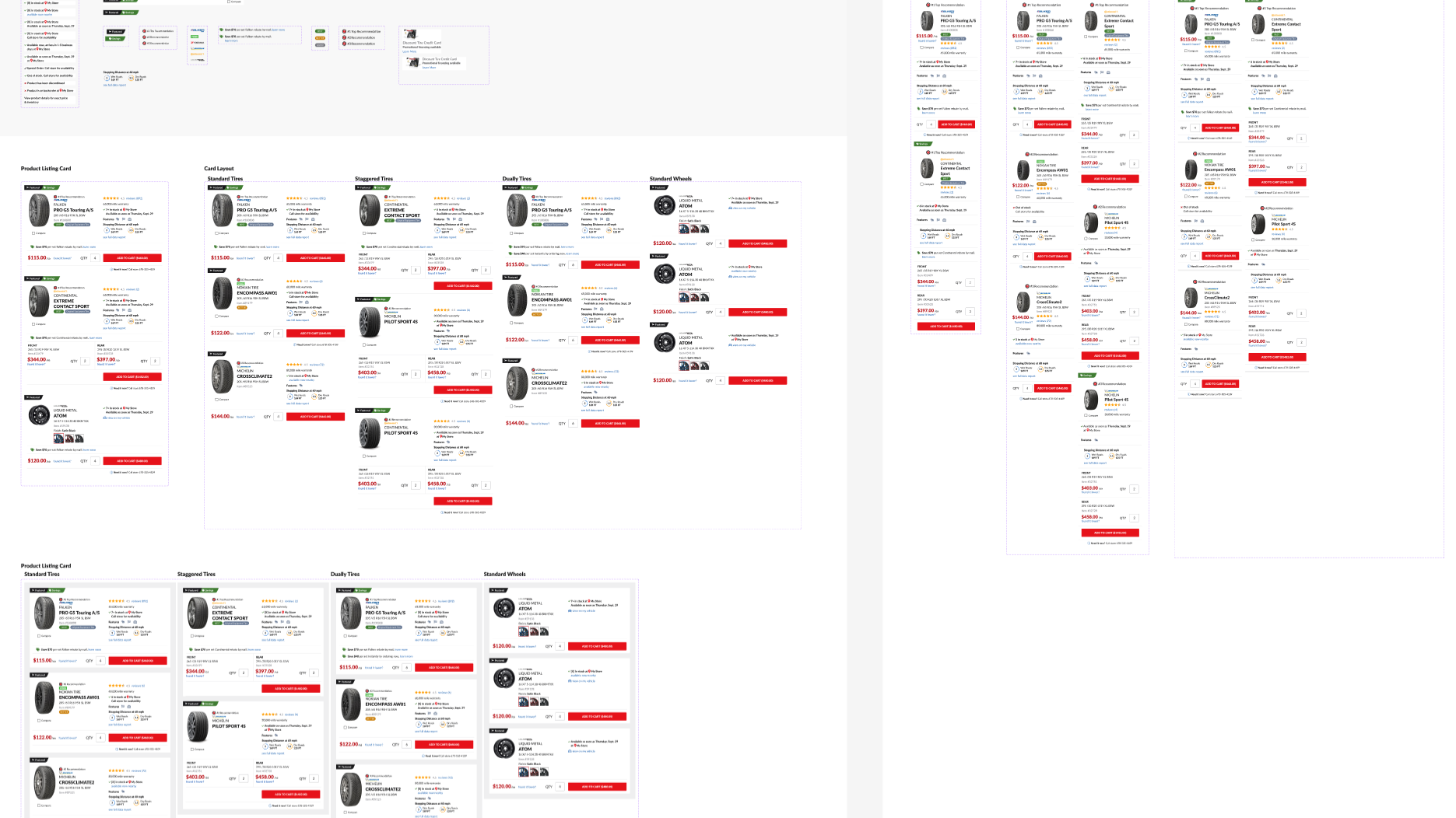 Original Figma artifact showing product listing card layouts and supporting patterns.