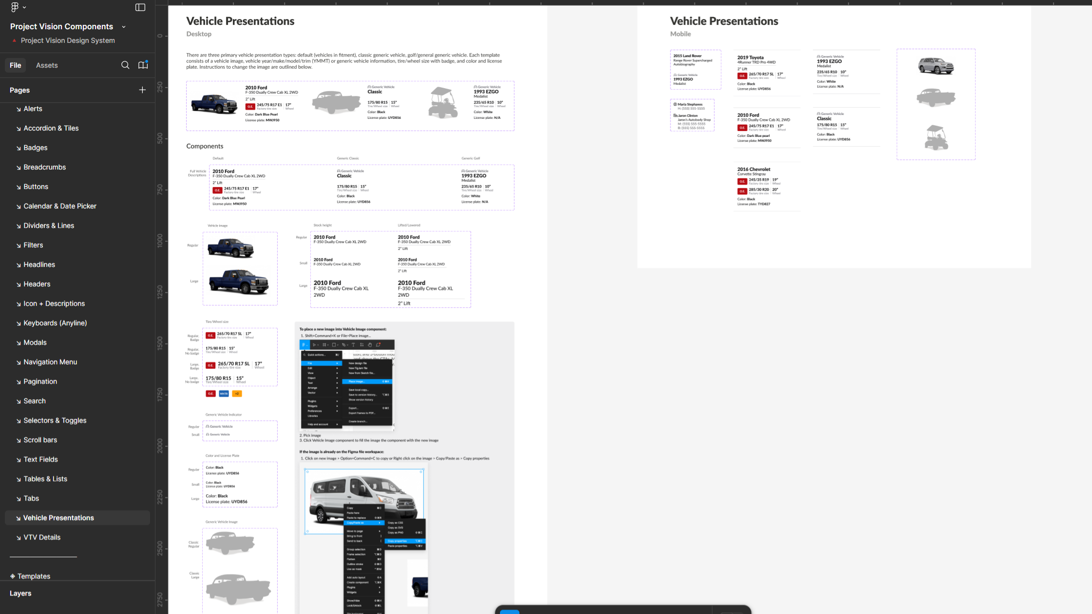 Original component sheet showing vehicle presentation variants and supporting interface components.