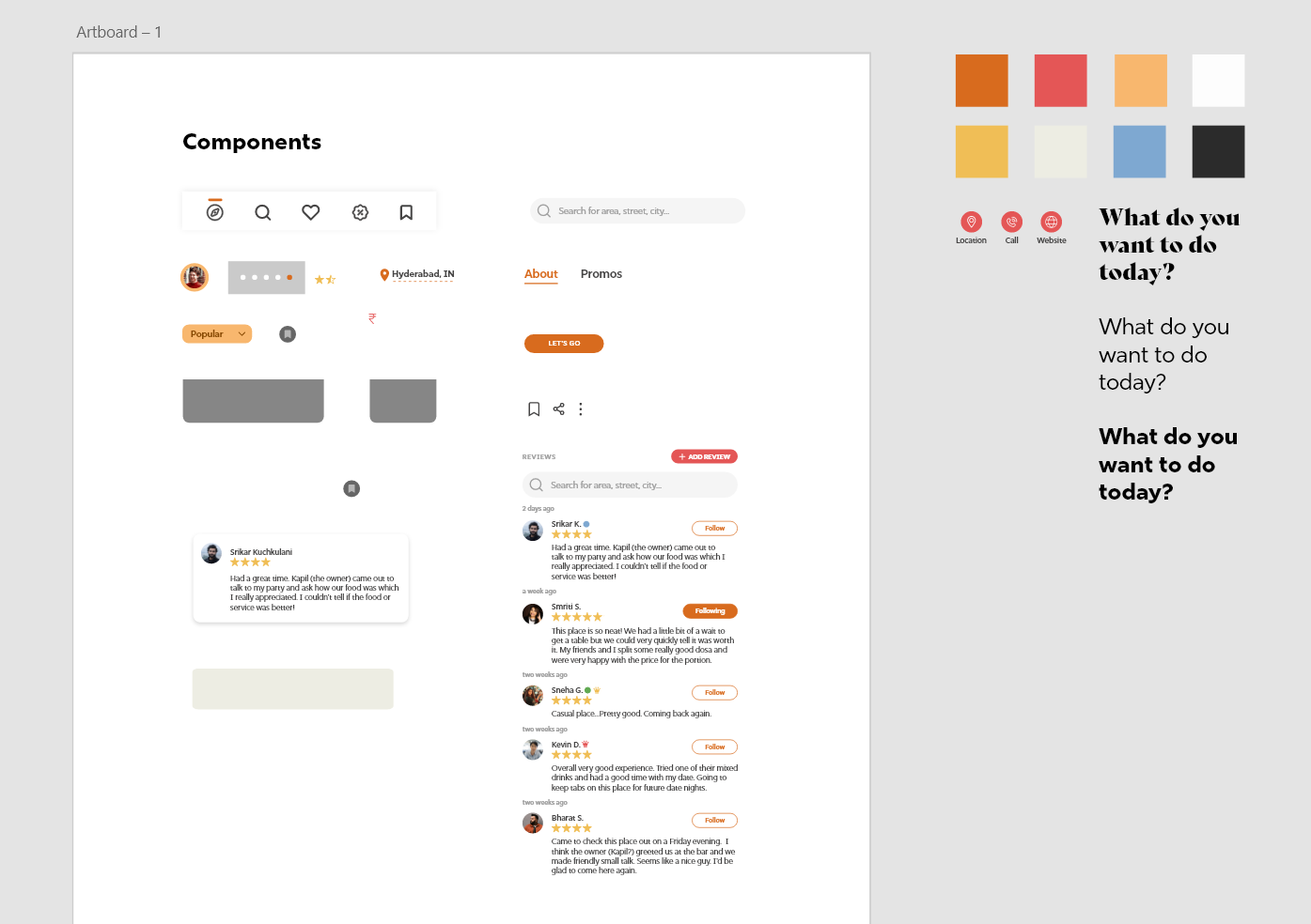 Components and color scheme